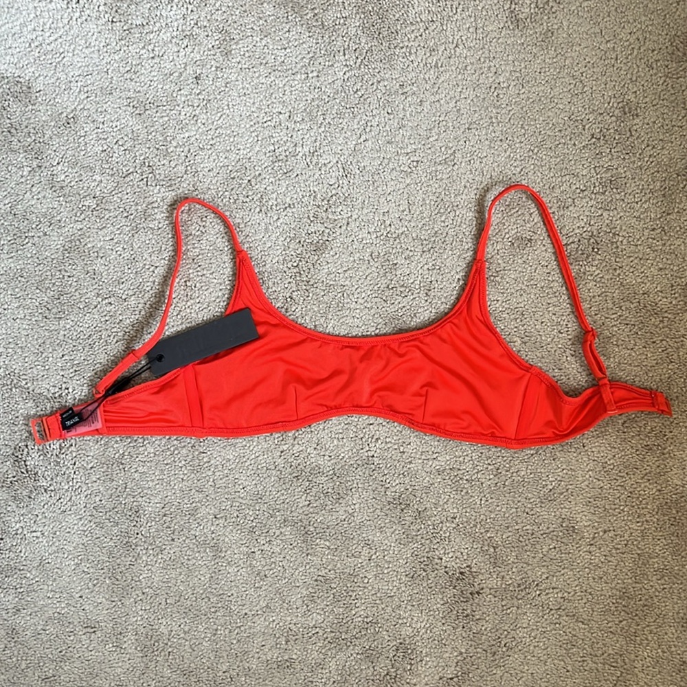 NWT TRIANGL Maci Bright Orange Candy Ribbed Sporty Bikini Top Only size Medium - Picture 7 of 8